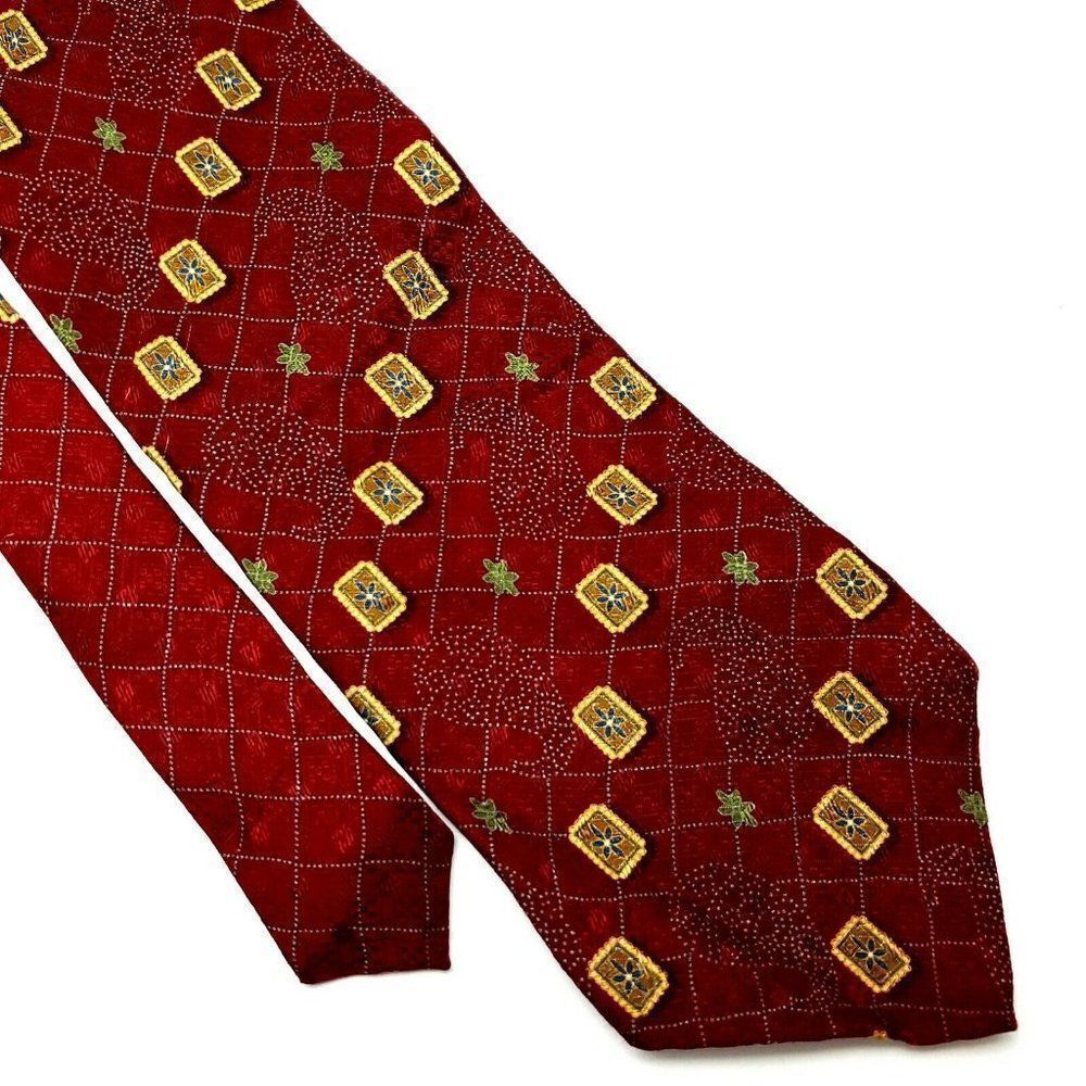 Nautica Silk Tie Print Abstract Red Short Wide